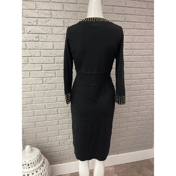 Maggy L Black with Gold detail Merino Blend Sweater Dress Size L - Picture 6 of 7